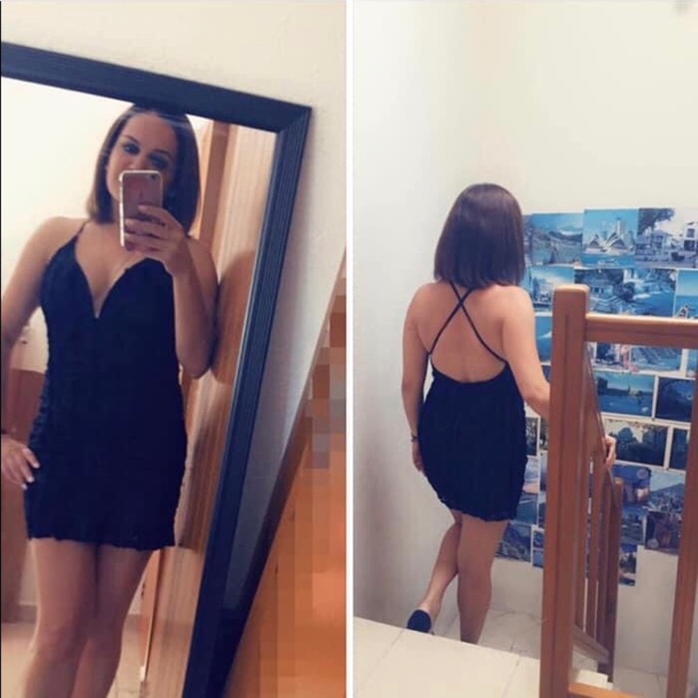 NAISHA BLACK FLORAL LACE BODYCON MINI DRESS - Picture 2 of 6